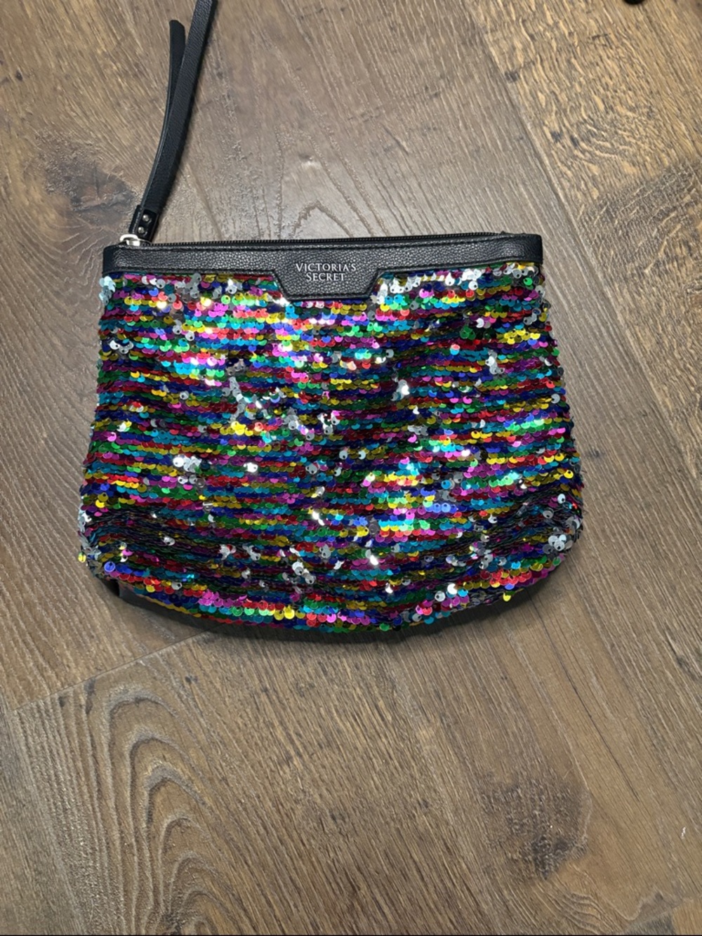 Victoria's Secret Black Trim Multicolor Sequin Wristlet. LNWOT